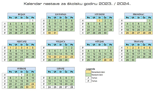 Kalendar šk. god. 2023/2024